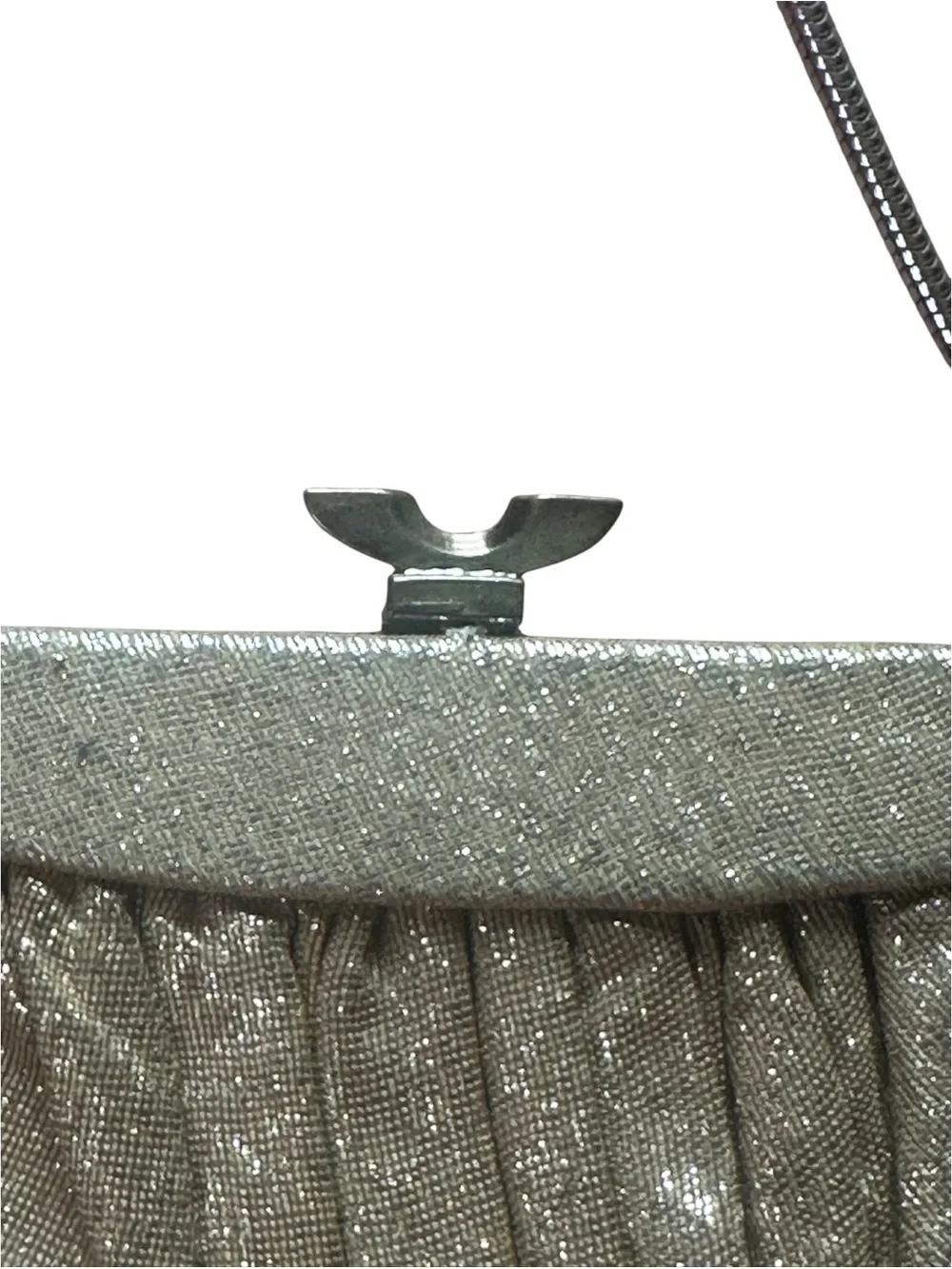 Vintage Gold Metallic Evening Bag Purse Clutch Chain Handle Formal Mid Century
